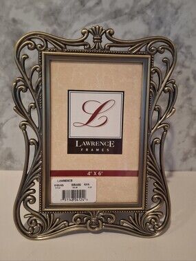 NEW Lawrence Frames Ornate Brass 4" x 6" Picture Frame Standing Elegant